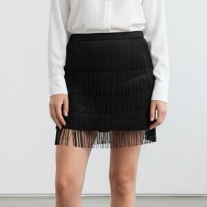 Bear Dance Fringe Black‎ Mini Skort